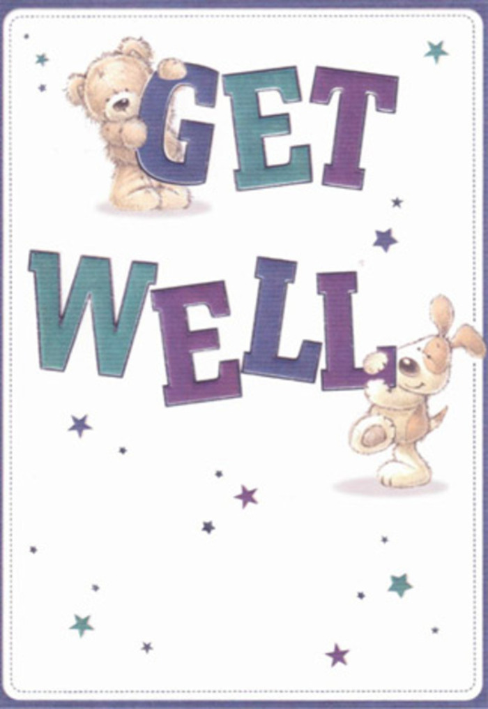 This vibrant get well card brings together the light-hearted energy of Somers Town with a design overflowing in cheerful reassurance. At its heart, two animated companions-a cuddly bear with soft, woolly fur and a puppy with delightfully floppy ears-collaborate to share a wish for healing. Playful stars, painted in lively blues and rich purples, flutter across the crisp background, as if scattering good fortune over the streets stretching from Euston Road to St. Pancras. The hand-lettered 'Get Well' message stands bold and confident, shaded with gradients of indigo and teal that seem to pulse with positivity, much like a vibrant spring bouquet prepared by an expert florist for a neighbour's recovery. There's a tactile dimension to the illustration-the fluff of the bear and the velvety puppy's coat are so authentically drawn, you can almost feel their softness and warmth. Sending this card, perhaps alongside a bunch of fresh blooms from Somers Town Florist, conveys more than a sentiment: it's an act of kindness filled with local charm and wholehearted care. The overall design celebrates recovery with an airy, comforting atmosphere-a perfect note to lift the spirits of anyone resting in the neighbourhood, regardless of age.